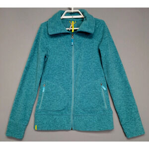 Lole Activewear Full Zip Athletic Fleece Jacket Womens S Blue-Green Pockets Cozy